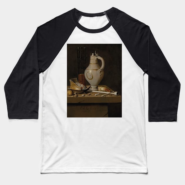 A Toebakje Still Life of Smoking Utensils, a Jug and a Tall Glass Partly Filled with Beer by Edwaert Collier Baseball T-Shirt by Classic Art Stall